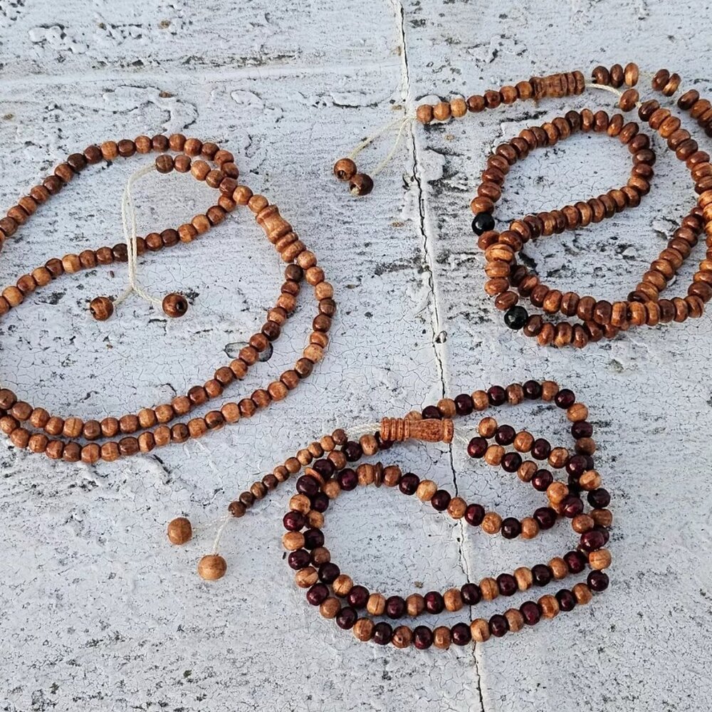 Lot of 3 Tasbeeh Handmade Prayer Beads Islamic Ramadan Beads Real Wood Beads